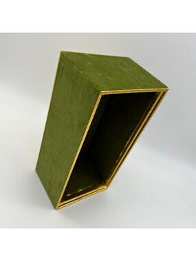 Vintage Faberge Avocado Green Velvet Box Mid Century Riser Storage Container 70s
